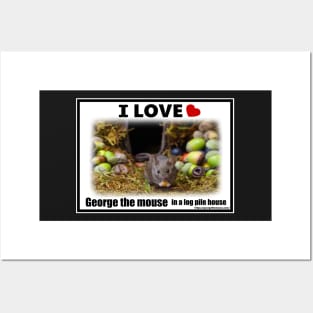 I love George the mouse in a log pile house . Posters and Art